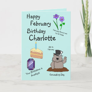 Happy February Birthday Folded Greeting Card Kaart