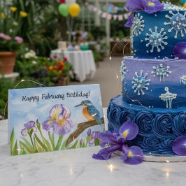 Happy February Birthday Kingfisher with Iris Kaart