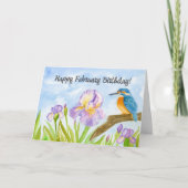 Happy February Birthday Kingfisher with Iris Kaart (Voorkant)
