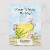  Happy February Irises Birthday Cake Briefkaart (Voorkant)