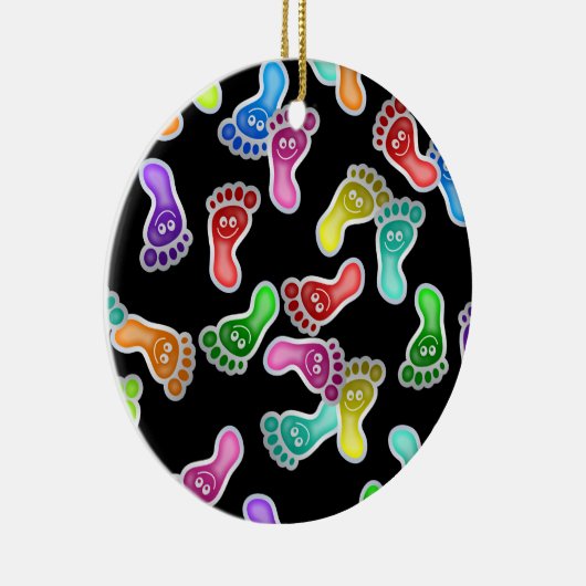 Happy Feet-achtergrond Keramisch Ornament (Rechts)