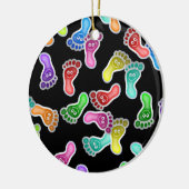 Happy Feet-achtergrond Keramisch Ornament (Links)