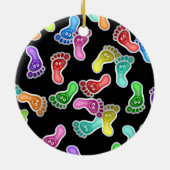 Happy Feet-achtergrond Keramisch Ornament (Achterkant)