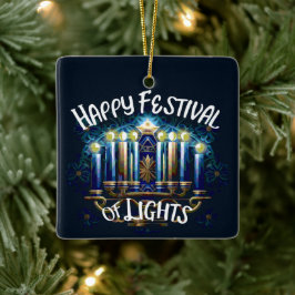 Happy Festival van Lichten Chanoeka Menorah Keramisch Ornament