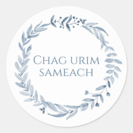 Happy Festival van Light Hanukkah Blue Wreath Ronde Sticker