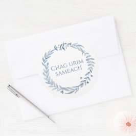Happy Festival van Light Hanukkah Blue Wreath Ronde Sticker
