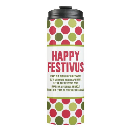 Happy Festivus Travel Mug/Thermal Tumbler ©NHC Thermosbeker (Voorkant)
