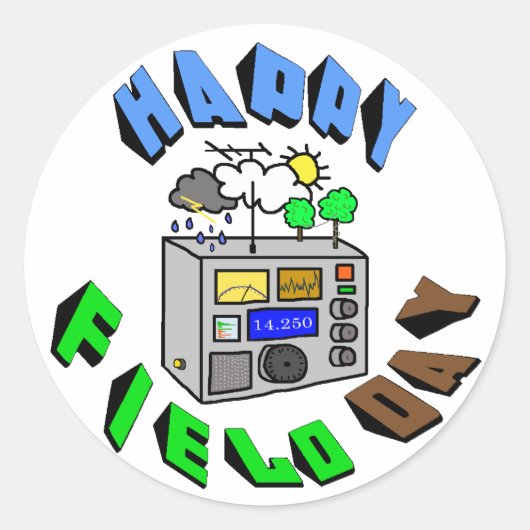Happy Field Day Ham Radio Stickers (Voorkant)