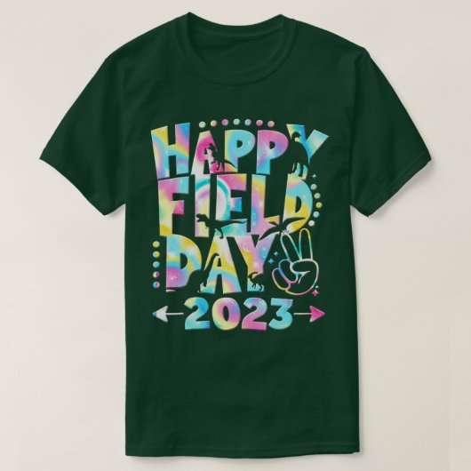 Happy Field Days Tie Dye Cute Dinosaur School Trip T-shirt (Design voorkant)