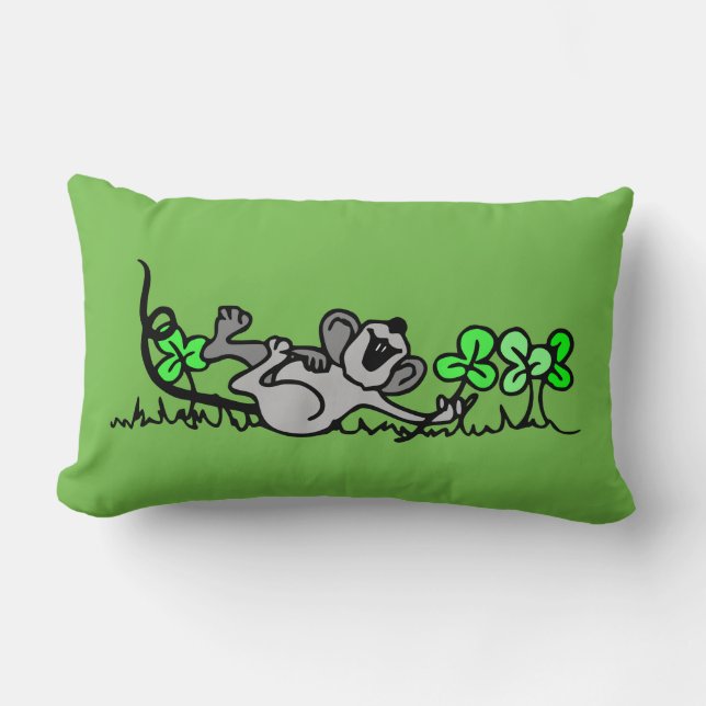 Happy FieldMouse Green Pillow Kussen (Voorkant)