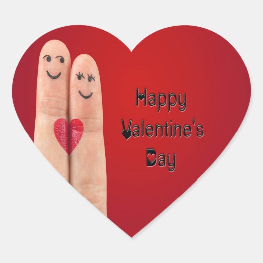 Happy Fingers Valentijnsdag Hart Sticker (Voorkant)