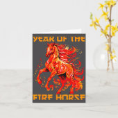 happy fire yea lunar year new horse chinese Fun Kaart (Gele Bloem)