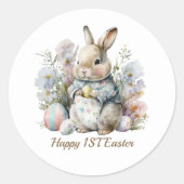 Happy first baby Paastoevoegen tekst Ronde Sticker (Voorkant)