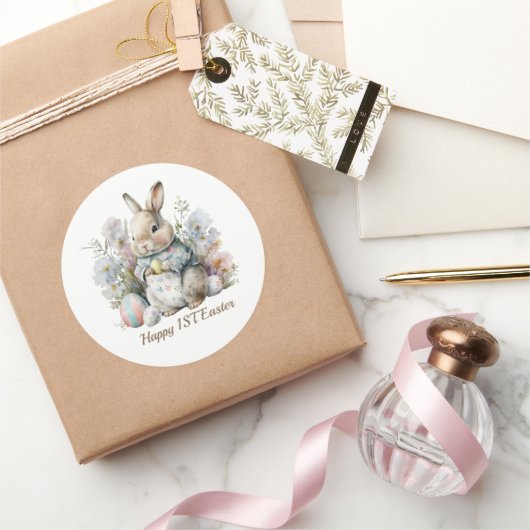 Happy first baby Paastoevoegen tekst Ronde Sticker (Geschenken)