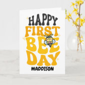 Happy First Bee Day 1st Birthday Honey Bee Kaart (Gele Bloem)