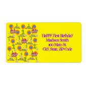 Happy First Birthday Adresetiketten, geel Etiket (Voorkant)