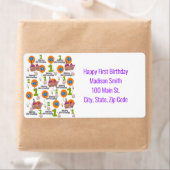 Happy First Birthday Adresetiketten, White Etiket (Insitu)