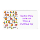 Happy First Birthday Adresetiketten, White Etiket (Voorkant)