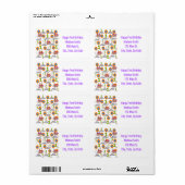 Happy First Birthday Adresetiketten, White Etiket (Full Sheet)