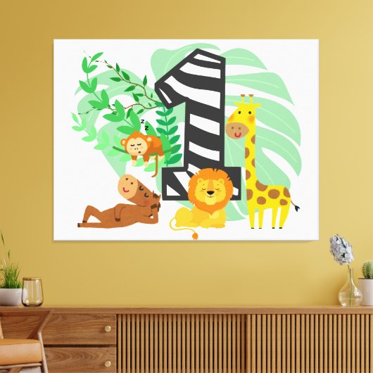 Happy First Birthday Baby! Canvas Afdruk (Insitu (Woonkamer))