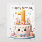 Happy First Birthday Feestdagenkaart (Voorkant)