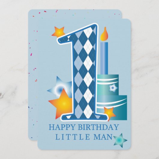 Happy First Birthday Feestdagenkaart (Voorkant / Achterkant)