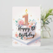 Happy First Birthday Feestdagenkaart (Staand voorkant)