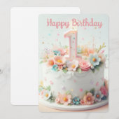 Happy First Birthday Feestdagenkaart (Voorkant / Achterkant)