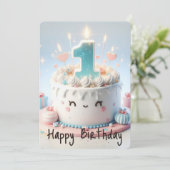 Happy First Birthday Feestdagenkaart (Staand voorkant)
