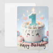 Happy First Birthday Feestdagenkaart (Voorkant / Achterkant)