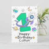 Happy First Birthday Feestdagenkaart (Staand voorkant)