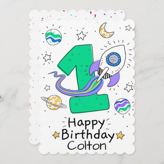 Happy First Birthday Feestdagenkaart (Voorkant / Achterkant)