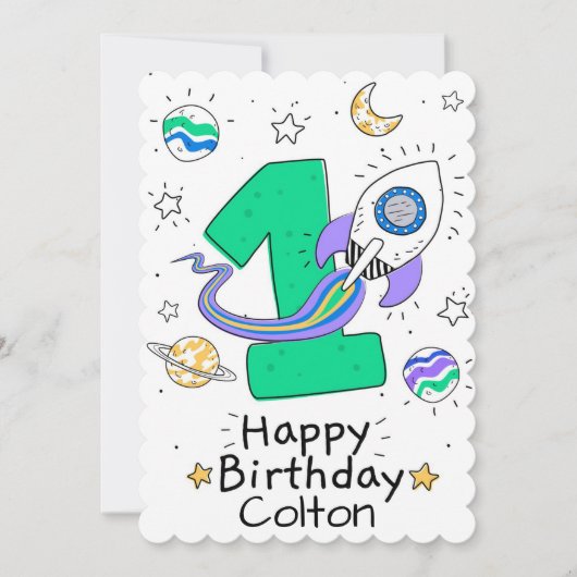 Happy First Birthday Feestdagenkaart (Voorkant)