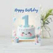 Happy First Birthday Feestdagenkaart (Staand voorkant)