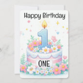 Happy First Birthday Feestdagenkaart (Voorkant)