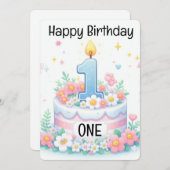 Happy First Birthday Feestdagenkaart (Voorkant / Achterkant)