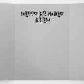 Happy First Birthday Kaart, #1 Verjaardag Zwart Drieluik Kaart (Binnenkant midden)