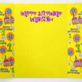 Happy First Birthday Kaart, #1 Verjaardagsgeel Drieluik Kaart (Binnenkant midden)