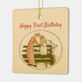 Happy First Birthday met Sweet Toddler en moeder Keramisch Ornament (Links)