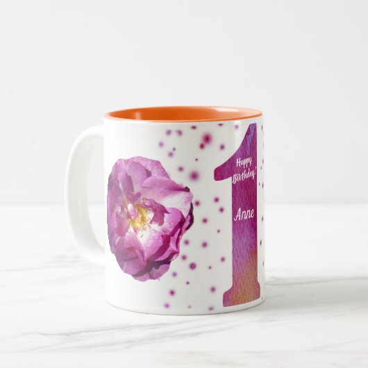 Happy First Birthday Two-Tone Mok (Voorkant links)