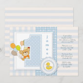 Happy First Birthday Uitnodiging (Voorkant / Achterkant)