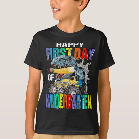 Happy First Day Kindergarten Monster Truck  T-shirt (Voorkant)