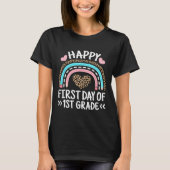 Happy First Day Of 1st Grade Leopard Rainbow Teach T-shirt (Voorkant)