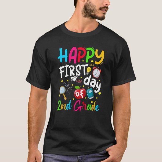 Happy First Day of 2nd Grade Teacher Students Back T-shirt (Voorkant)