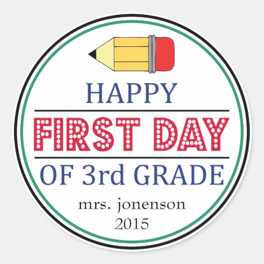 Happy First Day of 3rd Grade Pencil Sticker (Voorkant)
