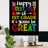 Happy First Day of First Grade Poster (Thuiskantoor)