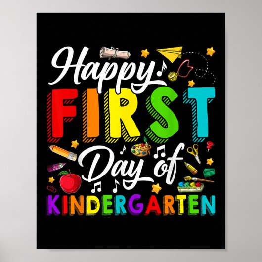 Happy First Day Of Kindergarten Back To School Boy Poster (Voorkant)