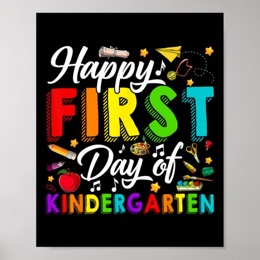 Happy First Day Of Kindergarten Back To School Boy Poster (Voorkant)