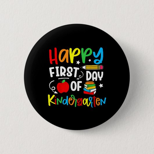Happy First Day Of Kindergarten Back To School Tea Ronde Button 5,7 Cm (Voorkant)