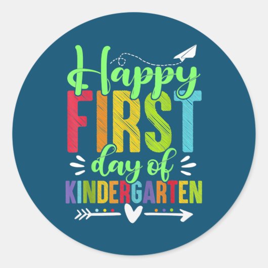 Happy First Day Of Kindergarten Funny Teacher Ronde Sticker (Voorkant)